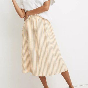 Madewell Smocked Waist Linen Skirt In Stripe